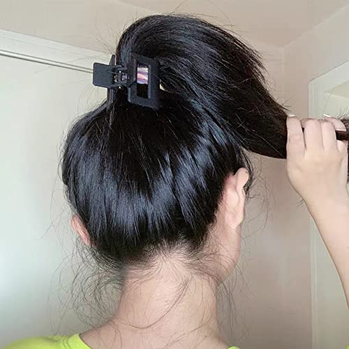 AHONEY Black Matte Small Claw Hair Clips for Thin & Thick Hair - 4 Pack