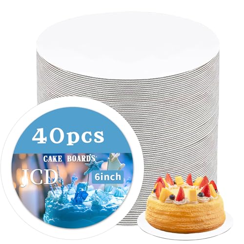 JCD 40 Pcs 6-Inch Round Cake Boards - Food-Grade Cardboard Trays