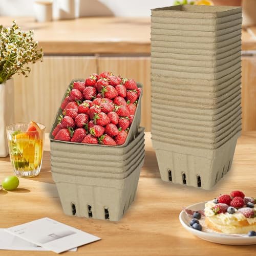 30 Pack Natural Pulp Berry Baskets - Eco-Friendly Produce Containers