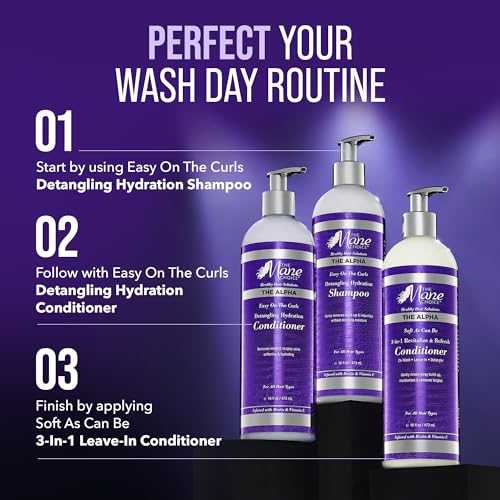 The Mane Choice Easy On The Curls Conditioner 16 oz - Nourishing Detangler with Biotin & Vitamin E
