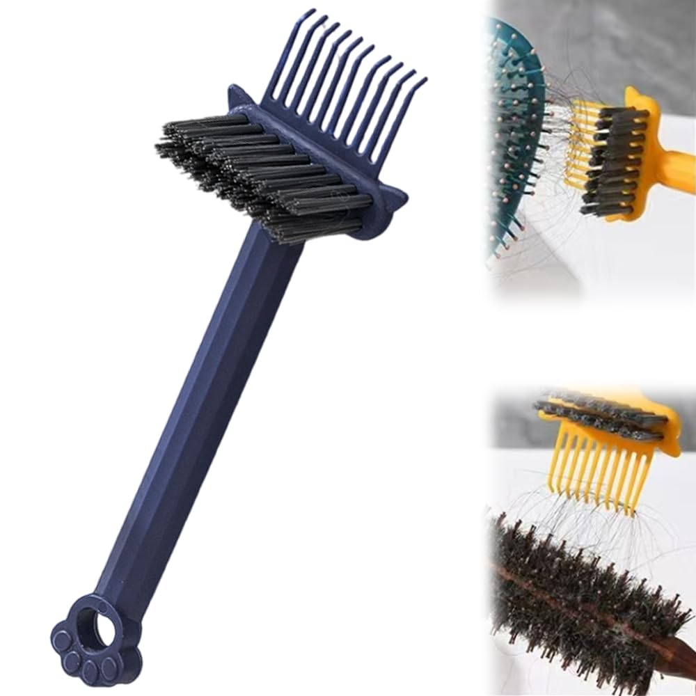 Hair Brush Cleaning Tool - 2 In 1 Portable Comb Cleaner Rake | Green