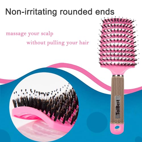 TaiBest Boar Bristle Hair Brush Set - Vented Detangling Brush for All Hair