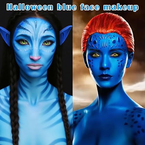 Avatar Makeup Kit - 8pcs Face Paint, Elf Ears, Lip Gloss & More