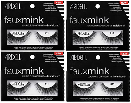Ardell Faux Mink Lashes 811 - Cat Eye Wispy Strip False Eyelashes, 4 Pairs