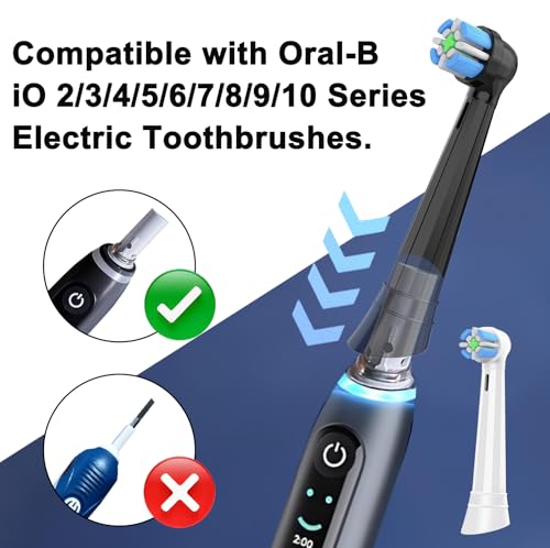 IO Toothbrush Replacement Heads for Oral B IO Series 2-10 (6PCS Black & White)