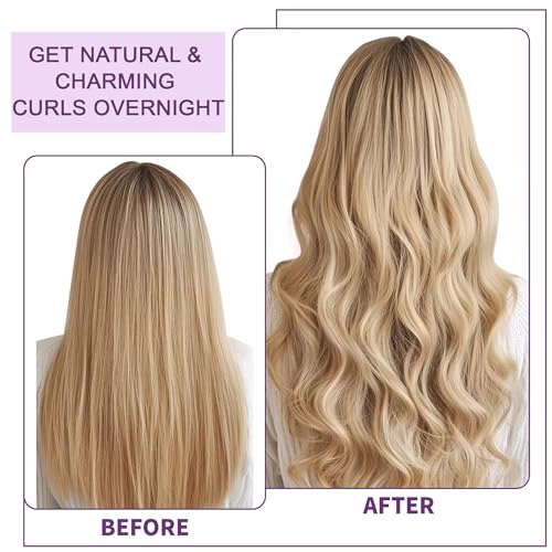 Heatless Curls Overnight Hair Curlers - 4 Velvet Rollers with Satin Wrap