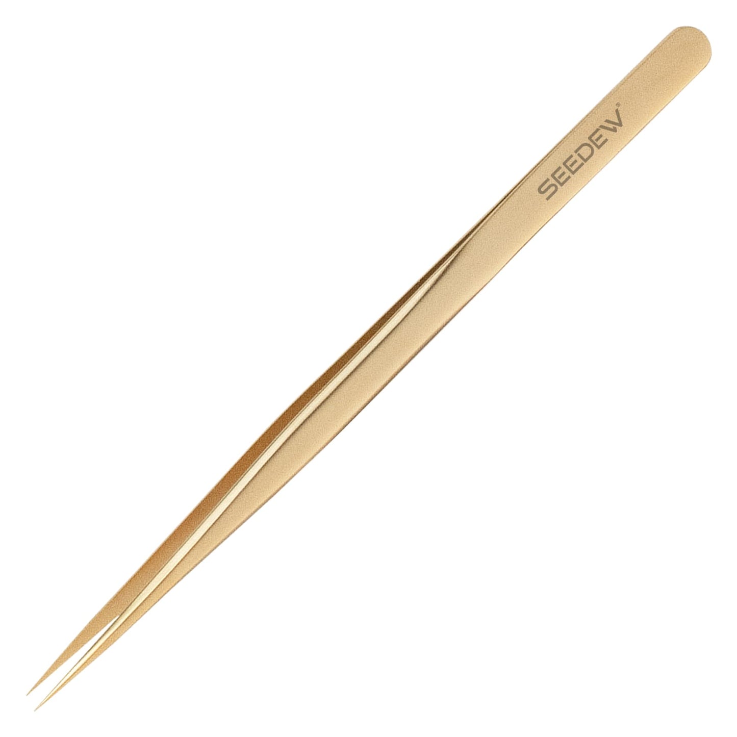 SEEDEW Tweezer Eyelash Extensions 1 PCS Stainless Steel Straight Pointy Tweezer Isolation Professional Precision Supplies False Lash Application Tools for Lash Tech, Lash Artist Beginner(Golden)