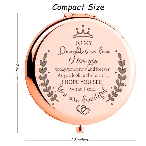Rose Gold Compact Mirror for Daughter in Law - Mother in Law Gift