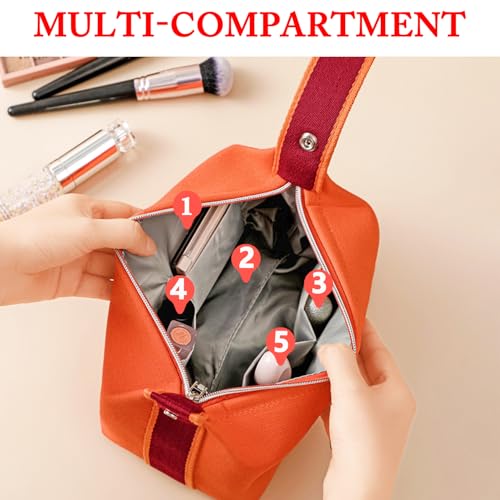 Fammart Waterproof Canvas Travel Makeup Bag with Pockets
