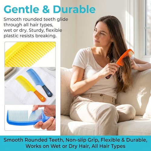 Cedilis 50-Pack Colorful Hair Combs with Handle - 8" Long