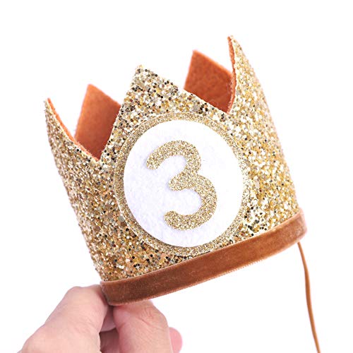 Glitter Baby Crown for 3rd Birthday - Handmade Party Hat