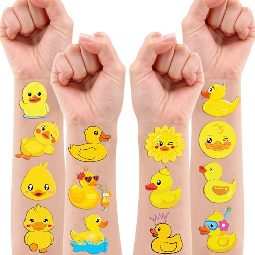 60 Pre-Cut Rubber Duck Temporary Tattoos for Kids Parties