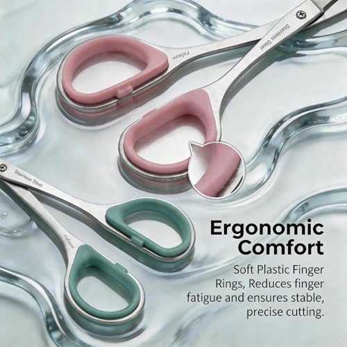 Pafason Travel Nail Scissors Set Pink & Green - Curved & Straight Blade Manicure Pedicure Tools