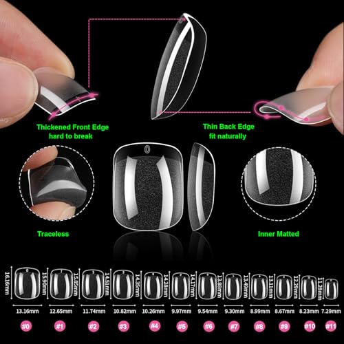 KIANOOL Square UV KIT-2025 Gel Nail Tips Kit - 552 pcs with Mini Lamp