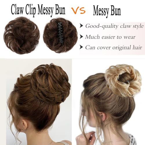 VADES Dark Brown #2 Claw Clip Messy Bun Hair Piece - Real Human Hair