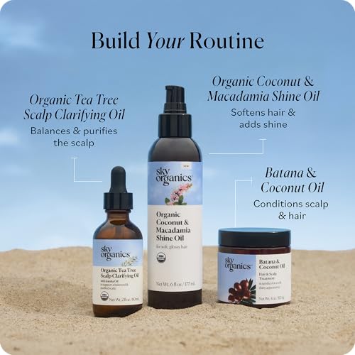 Sky Organics Organic Coconut & Macadamia Shine Oil - Hydrating Hair Oil 6oz