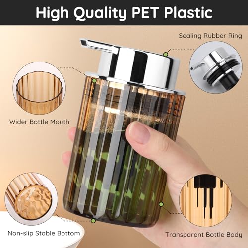 Segbeauty 10oz Amber Foaming Soap Dispenser - 2 Pack Refillable Pump Bottle