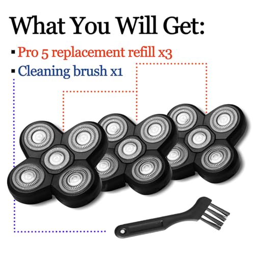GORLENT 3-Pack Pro 5 Replacement Blades for Freebirds Bald Head Shavers – Easy Install Refills