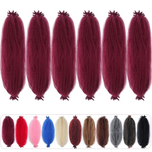 SIXERSI Burgundy 24 Inch Afro Twist Hair Pack of 6 for Faux Locs & Braids