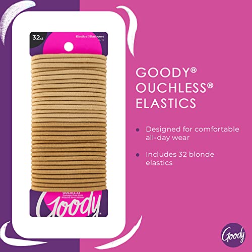 Goody Ouchless Elastic Hair Ties Pack of 2 - 32 Blonde 4MM for Medium Hair