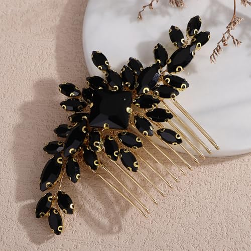 Gold Crystal Hair Comb for Weddings & Parties - Teyglen
