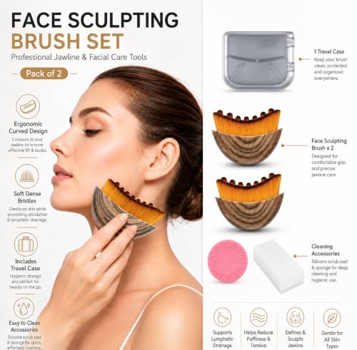 Lymphatic Drainage Face Brush Set - 2 Soft Bristle Brushes & Accessories
