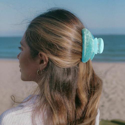 Canitor Blue Series Acrylic Marbled Claw Hair Clips for Women - Thick & Thin Hair