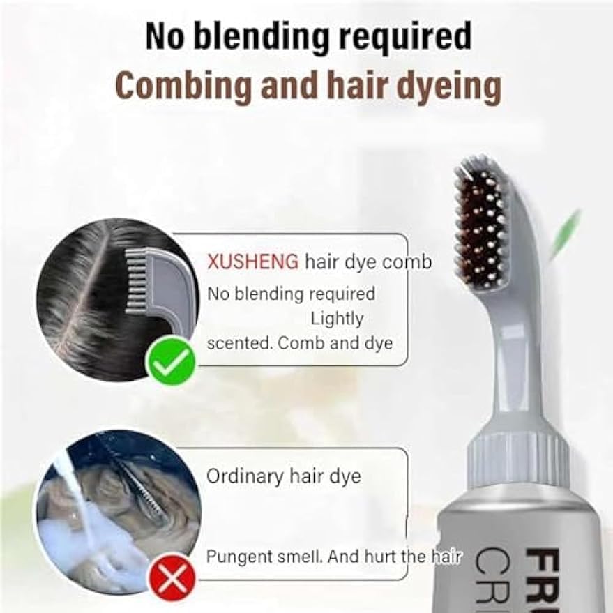 Natural Black Fruit Hair Dye Cream - Dark Brown Grey Coverage for Men & Women