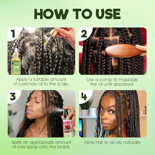 Goiple Rose Water Loc Spray & Rosemary Hair Growth Oil Care Kit
