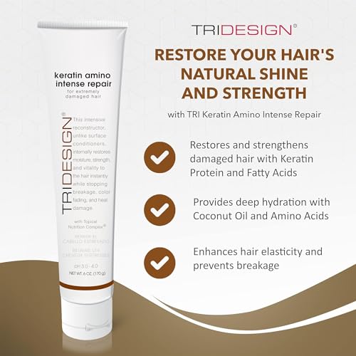 TRIDESIGN Keratin Amino Intense Repair Hair Mask 6 oz - Nourishing & Damage Repair