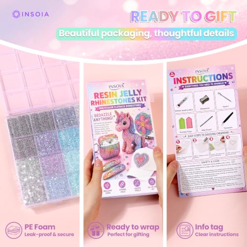 INSOIA Rhinestone Bedazzling Kit with 32,000 Resin Gems, Glue & Tools for Crafts