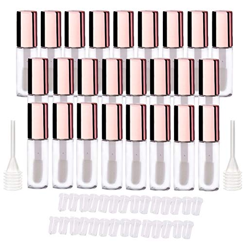 SKYPRO 25 Pack Clear Refillable Lip Gloss Containers with Pipettes & Rubber Inserts