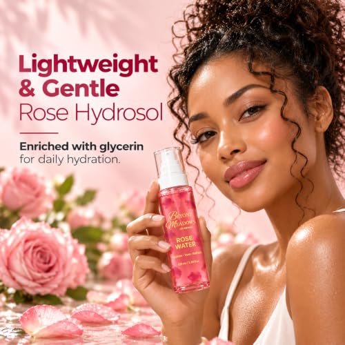 Rose Water Facial Spray & Hair Mist - Hydrating, Alcohol-Free, 3.38 fl oz