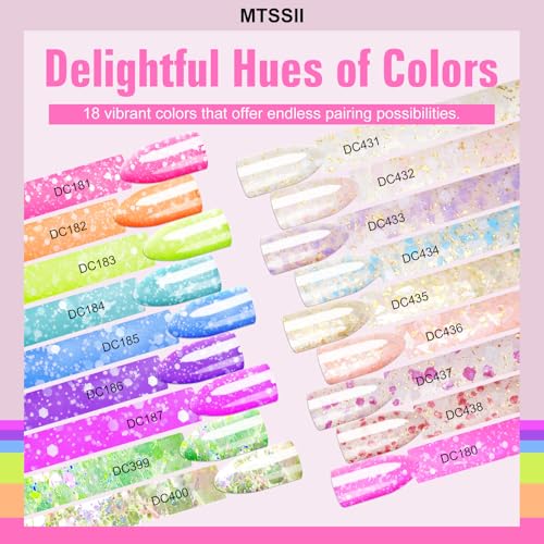 MTSSII 18-Piece Reflective Glitter Gel Nail Polish Set - UV LED Nail Art Kit