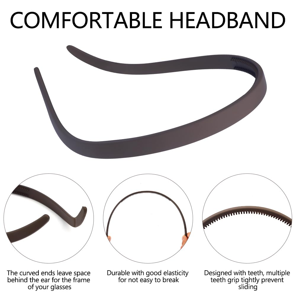 TOBATOBA Headbands for Glasses Wearers No Pressure No Headache Comfortable Hairbands Square Sunglasses Headband for Women Girls, Plastic Headbands with Teeth Non Slip 6Pcs