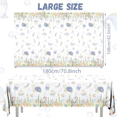 3Pcs Under the Sea Tablecloth Set | Ocean Theme Party Supplies