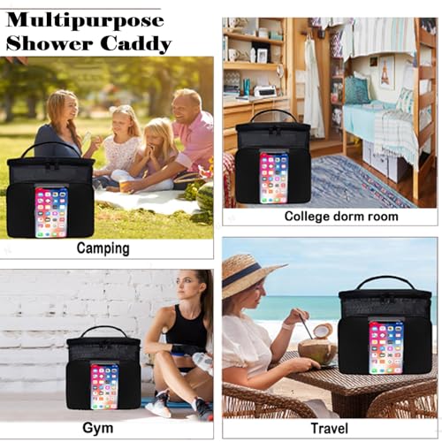 ZJSTRO Black Portable Shower Caddy - Quick Dry Mesh Toiletry Bag