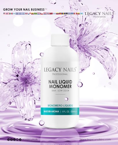 Legacy Nails Professional Acrylic Monomer Liquid - 4 Fl Oz Low Odor Formula