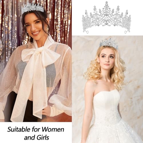 Silver Queen Tiara Crown for Women & Girls - Bridal, Party, Birthday Accessory