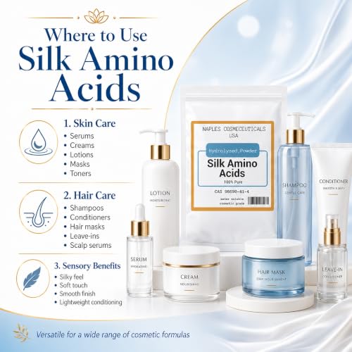 Hydrolyzed Silk Amino Acid Powder - 2 oz for Hair, Skin & Nails