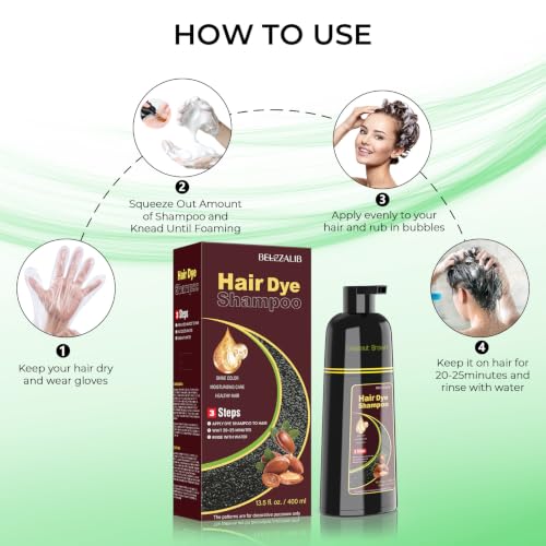 Chestnut Brown Hair Dye Shampoo for Gray Coverage | 3-in-1 Formula
