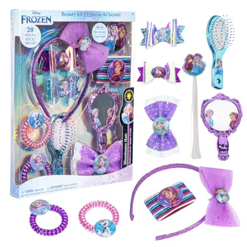 Disney Frozen Hair Accessories Set for Kids - Bows, Brush & Mirror