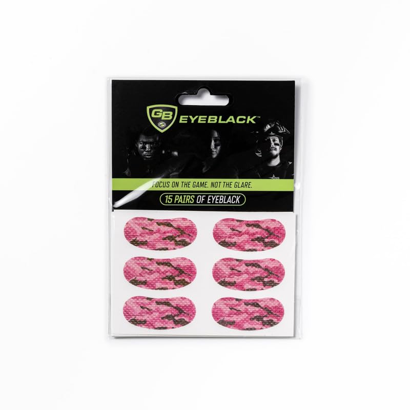 Breathable Eye Strips - Peel & Stick Athletic Eyeblack Stickers for Baseball, Football, Softball, Lacrosse | Black - 15 Pairs