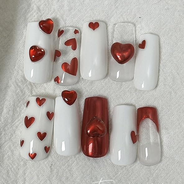 Phuryllic Valentine’s Day Red Heart 3D Nail Stickers & Charms - Love Heart