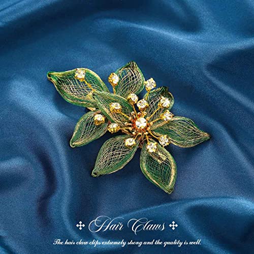CASDRE Sage Green Rhinestone Bridal Hair Comb - Vintage Floral Wedding Clip