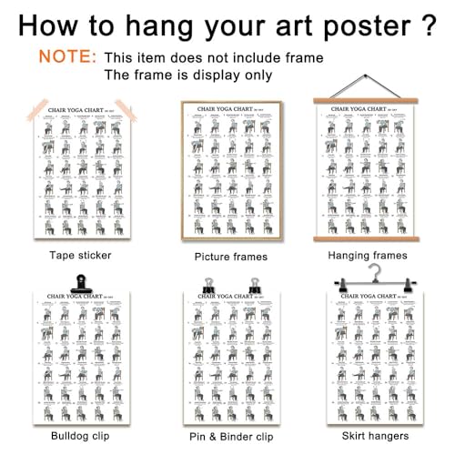 Chair Yoga Chart Poster - Seated Exercises for Seniors & Beginners - 12x18 Canvas Art
