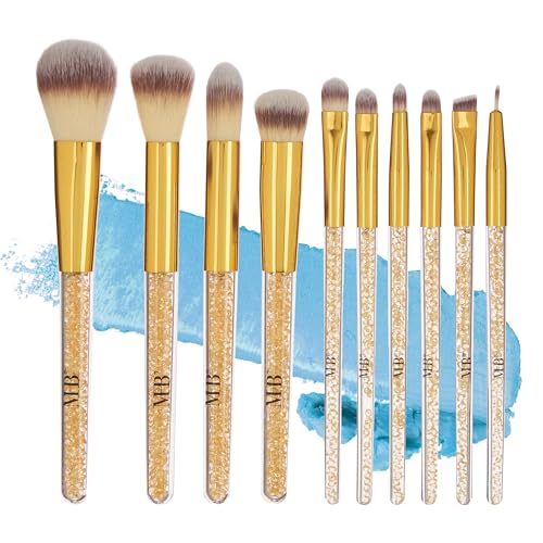 Gold 10pc Professional Makeup Brush Set - Soft Bristle for Women