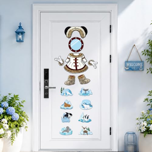 15 Winter-Themed Alaska Cruise Door Magnets Set - Waterproof & Erasable