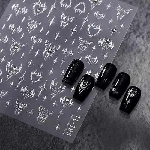 5D Silvery Star Nail Art Stickers for Creative Nail Decoration