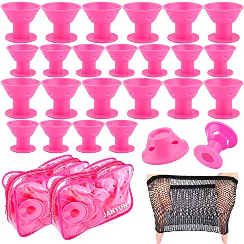 JANYUN 80-Piece Heatless Silicone Hair Curler Set - Soft Overnight Rollers